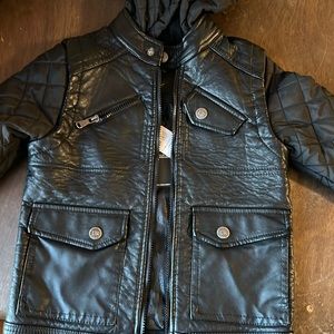 Faux leather boy jacket.